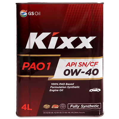 GS加德士Kixx 100% PAO 1合成机油0W-40 4L（韩国）Kixx PAO 1 SN/CF 0W-40